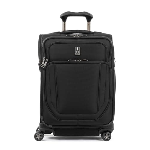 Travelpro Crew Versapack Softside Expandable 8 Spinner Wheel Carry on Luggage, USB Port, Men and Women, Jet Black, Carry on 21-Inch
