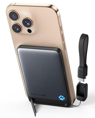 INIU for MagSafe Portable Charger, Ultra Slim 5000mAh Magnetic Power Bank, Qi2 Certified 15W Fast Charging, with USB C Cable & Stand, MagSafe Compatible Battery Pack, for iPhone 17 16 15 14 13 12 Only