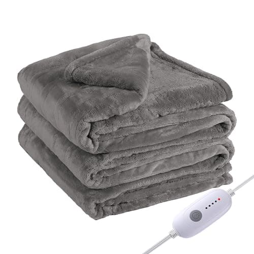 Eydna Electric Heated Blanket Full Size 72"x84",Fast Heating Throw, Soft Plush Microplush for Bed & Couch, 10 Hours Auto Off & 5 Heating Levels, Machine Washable, Gifts for Grandma & Family-Light Gray 6