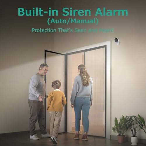 4MP QHD Home Security Camera, 5G/2.4G Wi-Fi Outdoor Cam with Motion-Activated Siren, Indoor/Outdoor Use, Cloud & 512GB SD Card Storage, Compatible with Alexa for Baby, Elderly Pet & Garage Monitoring 5