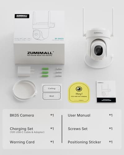 ZUMIMALL 2.4G/5G WiFi Security Cameras Outdoor, 2K Wired Camera for Home Security for 24/7 Continuous Recording, 360° PTZ Auto Tracking, Full Color Night Vision, 2-Way Audio, Works with Alexa 9