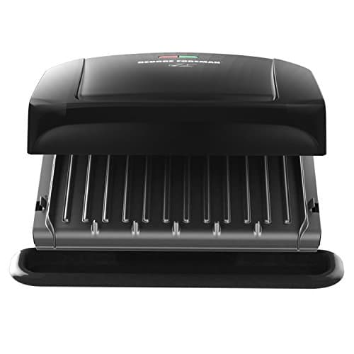 George Foreman 4-Serving Removable Plate Electric Grill and Panini Press, George Tough Non-Stick Coating, Drip Tray Catches Grease, Black 8