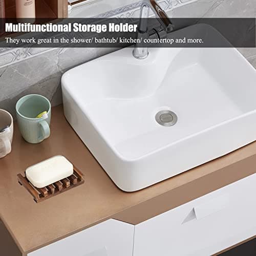 3 Pcs Natural Wooden Soap Dish Holder for Shower, Self Draining Soap Tray for Bathroom, Extend Soaps Life and Keep Dry 7