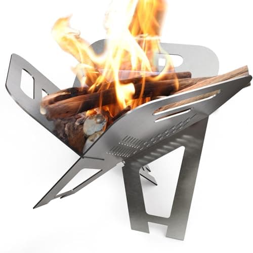 Outdoor Fire Pit Camping Stove Portable - Solo Camping Small Metal Steel Firepit for Outside Hiking or Camping Alone - Wood Burning Pits Campfire Collapsible Fire Pits