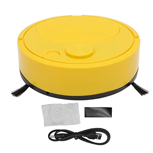 Fdit Robot Vacuum Cleaner, Mini Automatic Avoidance USB Charging Smart Sweeping Robot for Wooden Flooring for Carpet (Yellow) 6
