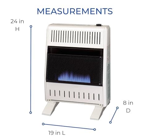 ProCom MN200TBA-B Ventless Natural Gas Blue Flame Space Heater with Thermostat Control for Home and Office Use, 20000 BTU, Heats Up to 950 Sq. Ft., Includes Wall Mount and Base Feet, White 6
