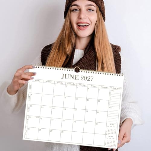 2026 Calendar - Wall Calendar 2026 from January 2026 - June 2027, 18 Months Calendar with Premium Paper, Twin-Wire Binding & Hanging Hook, 12" x 14.5", Golden 7
