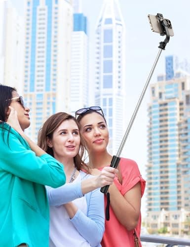 Portable Selfie Stick, 4 in 1 Extendable Phone Tripod Stand with Detachable Wireless Remote & Phone Holder 360° Rotating Mini Travel Tripod Compatible with iPhone 16/15/14/13 Pro/Android/Gopro 8