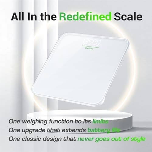 Ovutek Bathroom Scale for Body Weight, Highly Accurate Digital Weighing Machine for People, Upgraded Batteries Included, Compact Size, LED Display, Physician Scale with Sturdy Tempered Glass, 400lb 7