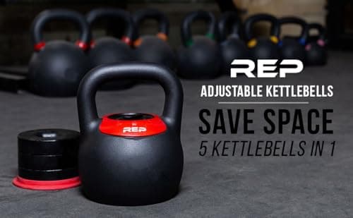 Rep Fitness Adjustable Kettlebell | 24 kg | Weight Set for Home Gym | Strength Training Equipment for Men & Women | Compact Steel Bell with Ergonomic Handle 8