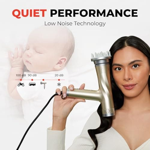 YA-MAN Blow Dryer with Scalp Massager for Hair Growth, Ionic Reset Technology, Hair Dryer with Diffuser Attachment - Quiet, Lightweight, and Powerful for Women (White) 6