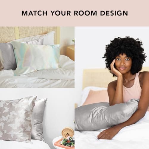 Kitsch Satin Pillowcase (Standard, Champagne Butterfly) & Satin Pillowcase (Standard, Silver) with Discount 9