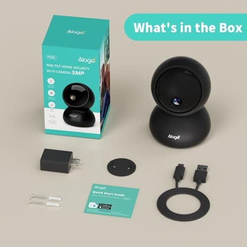 Alaga Indoor Security Camera Black, 5G and 2.4G WiFi, 3K, 360° Pan and Tilt, Human, Pet, Motion AI, Night Vision, Speaker, Compatible with Alexa and Google Assistant, with 64G TF Card 9