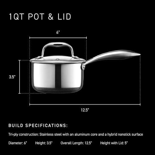 HexClad Hybrid Nonstick 1-Quart Saucepan with Tempered Glass Lid, Stay-Cool Handle, Dishwasher-Friendly, Oven-Safe Up to 900°F, Induction Ready, Compatible with All Cooktops 3