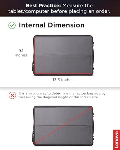 Lenovo Urban Laptop Sleeve 13 Inch for Laptop/ Notebook/Tablet Compatible with MacBook Air/Pro Water Resistant - Charcoal Grey 9