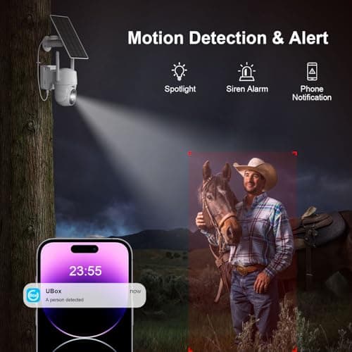 HOSAFE.COM 4G LTE Cellular Solar Security Camera Wireless Outdoor, No WiFi Security Camera, Off Grid 2K Color Night Vision 360° Live View,Built-in SIM Card with Cloud Storage for Barn Farm Jobsite 6