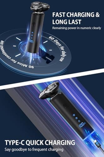 Electric Razor for Men, Men's Electric Shaver, 3-Blade Rotary Shaving System 6