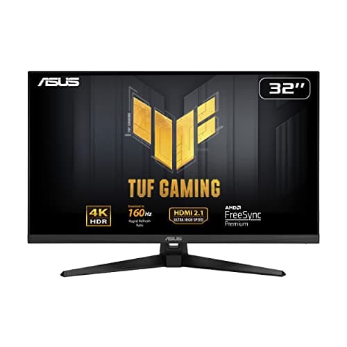 ASUS TUF Gaming 32” (31.5” viewable) 4K HDR DSC Gaming Monitor (VG32UQA1A) - UHD (3840 x 2160), 160Hz, 1ms, Extreme Low Motion Blur Sync, Freesync Premium, HDMI2.1, Speakers, 120% sRGB, DisplayHDR 400
