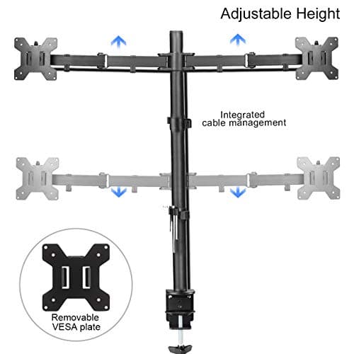 Suptek Dual Monitor Desk Mount, Adjustable Dual Monitor Arm for 2 Computer Screens up to 27 inch, Extra Tall 31.5" Pole Dual Monitor Stand for Desk, Holds up to 22 lbs(MD6842) 5