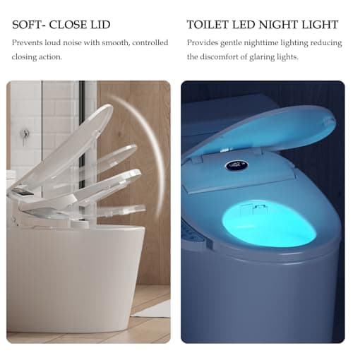 XCQQ Bidet Toilet Seat, Bidet Seat With Warm Water Wash, Heated Seat, Air Dryer, Soft Close Lid, Night Light, Self Cleaning Nozzle, LED Display, Requires Outlet - Elongated 7