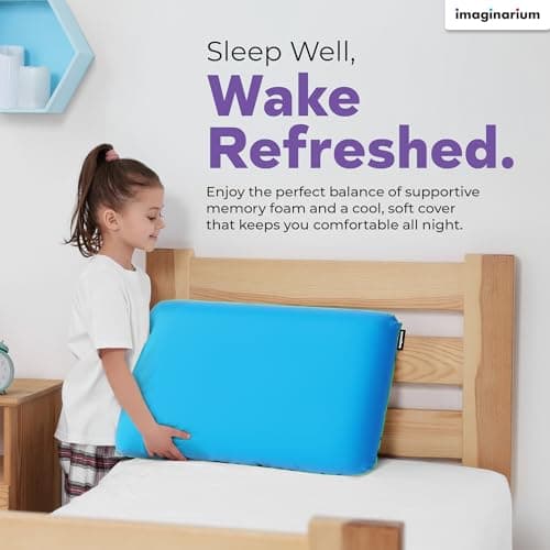 Imaginarium Memory Foam Pillow for Bed - 16" x 24" Standard – Fun Decorative Colorful Pillow for Sleeping - Back, Stomach & Side Sleepers – Includes Cooling Cover (Party Pink) 7