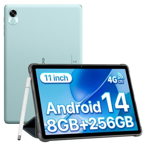 UMIDIGI G9 Tab Tablet 11 Inch,Android 14 Tablets Dual SIM Card Slot 8+256GB+1TB Expand,Android Tablets with Stylus&Case 7200mAh and 13+8MP Cameras,2024 Cellular Tablette with Face Unlock,GPS,FM(Green)