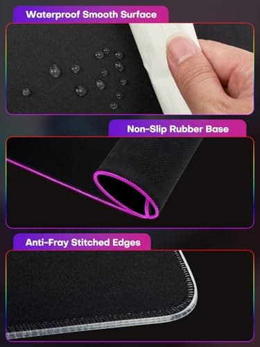 abc.mat 2-in-1 RGB Gaming Mouse Pad with Wireless Charging, 31.5"x15.8" Large, 24 Light Effects, Non-Slip Base, Waterproof Ultra-Smooth Surface, No Adapter 6