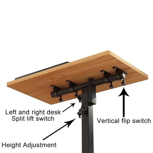 TigerDad Mobile Adjustable Height Laptop Stand PC Computer Portable Notebook Swivel Laptop Desk Rolling Table Desk Cart Tiltable with Wheels Casters& Mouse Pad Table 5