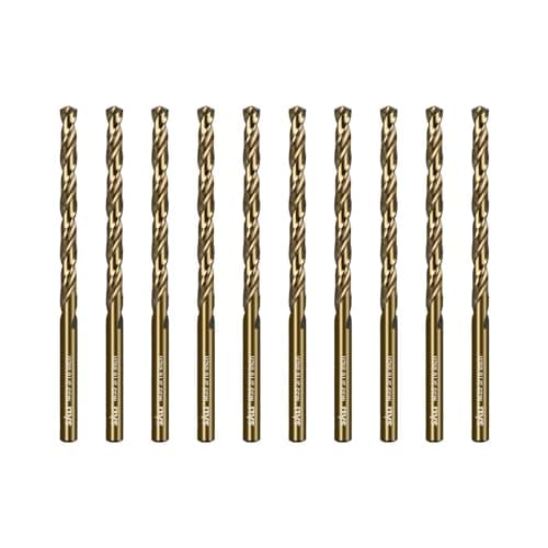 SALI Cobalt Drill Bit Set, 10Pcs 3/16" M35 High Speed Steel Jobber Length Drill Bit Kit for Hardened Metal, Stainless Steel, Cast Iron, Wood and Plastic, with Index Storage Case