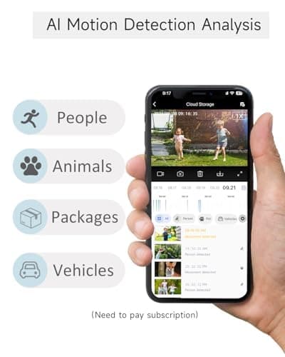 Rraycom Security Camera Wireless Outdoor,5G/2.4G WiFi Camera for Home Security,2K Battery Powered Indoor Cameras with AI Detection,Color Night Vision, Siren,2-Way Talk,Works w/Alexa (1, Black) 7