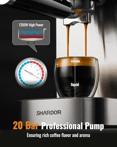 SHARDOR Espresso Machine 20 Bar, Professional Espresso Machine with Milk Frother and Touchscreen, Expresso Coffee Machines with Adjustable Temperature,for Cappuccino, Latte 2
