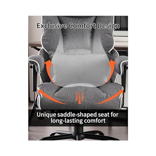 Efomao Fabric Office Chair, Big and Tall Office Chair 400 lb Weight Capacity, High Back Executive Office Chair with Foot Rest, Ergonomic Office Chair for Back Pain Relief, Gray 7