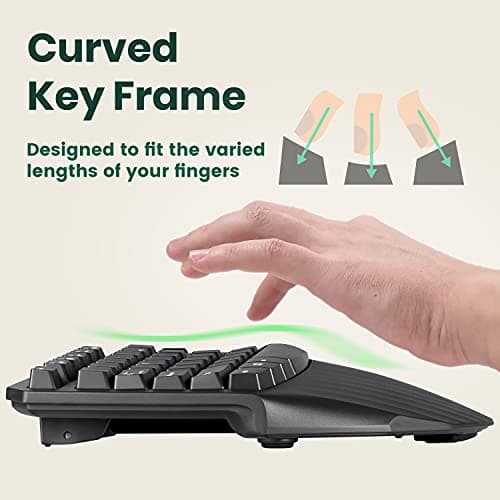 Perixx PERIBOARD-613B Compact Wireless Ergonomic Split Keyboard with Dual 2.4G and Bluetooth Mode - Compatible with Windows 10 and Mac OS X System - Black - US English (11804) 8