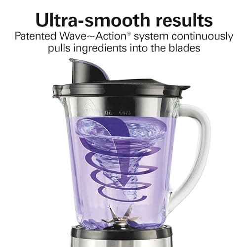 Hamilton Beach Wave Crusher Blender For Smoothies With 40 Oz Glass Jar and 14 Functions, Ice Sabre Blades & 700 Watts for Consistently Smooth Results, Black + Stainless Steel (54221) 5
