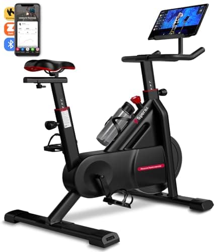 Exercise Bike with Exclusive App, Stationary Bikes for Home, Silent Belt Drive, Adjustable Resistance and Comfortable Seat Cushion Indoor for Home Cardio Workout