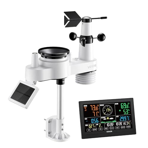 VEVOR 7-in-1 Wi-Fi Weather Station with APP, 7.5-Inch VA Display, Wireless Solar Powered Outdoor Sensor, Rain Gauge, Indoor Outdoor for Weather Forecast, Wind Speed, Temperature, Humidity, Rainfall 9