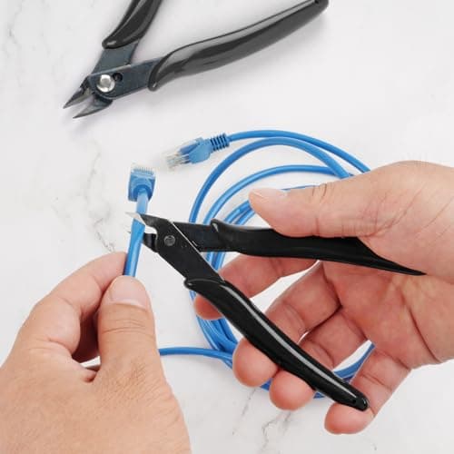 2 Pack Micro Wire Cutters, 5 Inches Flush Cutters Pliers, Diagonal Side Cutters Nippers, Zip Tie Sprue Cutter for Electronics, Plastic Models, Jewelry (Black) 7