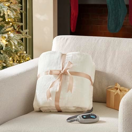 Beautyrest Heated Blanket, Eletric Throw Blanket, Soft, Warm, Reversible Plush - Sherpa Heating Blanket Throw for Office, Couch, 3 Heat Settings, 2 hr Auto Shut Off, Machine Washable, 50 x 60 Ivory 5