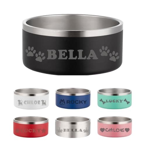 Personalized Dog Cat Bowl with Name,Custom Stainless Steel Non Slip Food and Water Dishes,Laser Engraved Pet Bowl