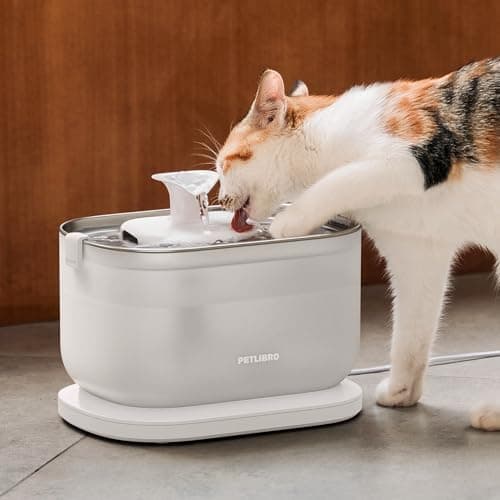 PETLIBRO Cat Water Fountain, Cat Fountain Indoor Stainless Steel Tray, 2.5L/84oz Wireless Pump Pet Water Fountain, Cat Water Dispenser with Two Flow Modes, Pet Fountain for Drinking Easy Clean 7