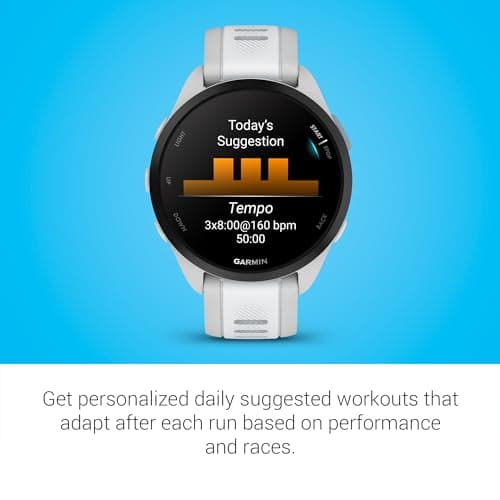 Garmin Forerunner 165 GPS Running Smartwatch, Mist Gray/Whitestone, Advanced Health - Fitness Insights, Sleep Coach, Training Plans, Garmin Pay, Signature Series Charging Stand Bundle 6