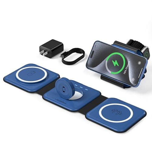 UCOMX 3 in 1 Charging Station for Multple Devices,Foldable 3 in 1 Wireless Charger for Travel,Nano Wireless Charging Station for iPhone16 15 14 13 12 Pro Max/Watch 10 9 8 7 6 5 4 3 Ultra/AirPod Pro