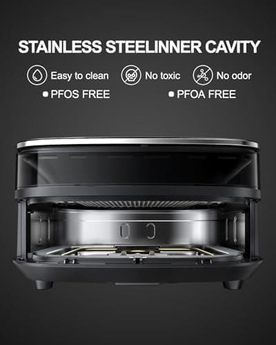 6 QT Large Air Fryer, Fits 12" Pizza, 50 dB Ultra-Low Noise, Dual Heating Technology,11-IN-1,Quiet Smart Air Fryer with Window and Light, Digital Wide Fryer, Dishwasher Safe, Extra Large Family Size 8