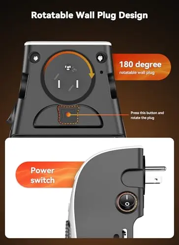 GiveBest Programmable Space Heater with LED Display, Remote Wall Outlet Electric Heater with Thermostat and Timer for Home Office Bathroom Indoor Use, Small Plug in 450 Watt Heater, ETL Listed 8