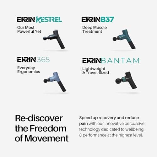 Ekrin Athletics B37v2 Massage Gun - Deep Tissue Massage with High-Powered Brushless Motor - Ergonomic Back Massager for Pain Relief - 5 Speeds, 4 Attachments - Ultra Quiet Hand-Held Massager 6