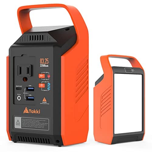 Takki Portable Power Station 83Wh Camping Solar Generator Power Bank with 110V/80W AC Outlet USB Type-C Port Camping Light Lithium Battery for Home Emergency Laptop Battery Backup
