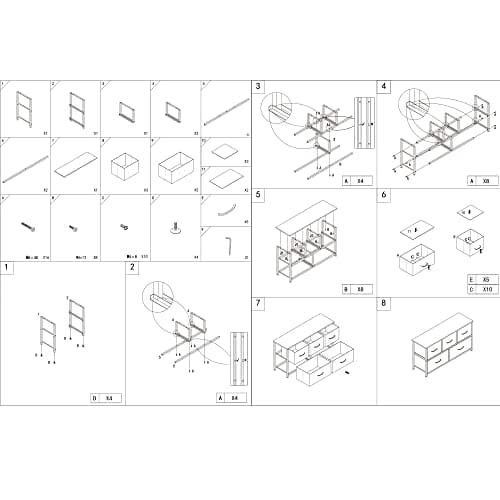 AZL1 Life Concept Extra Dresser for Bedroom with 5 Drawers, Fabric Dresser，Wide Chest of Drawers, Storage Organizer Unit for Living Room, Black 7