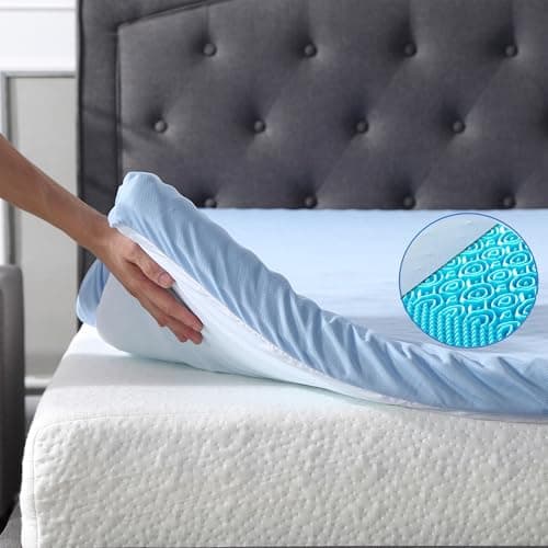 BreezeRest Mattress Topper Twin XL Size 3 Inch Zoned Gel Memory Foam with Bonus Breathable Cover,Air Flow Design US and Euro Certified, Blue 6