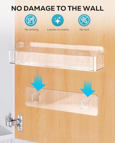 Nieifi Spice Rack Wall Mount, 4 Pack, Clear, Screw or Adhesive Installation, Spice Rack Organizer for Your Kitchen Cabinet or Pantry Door 6