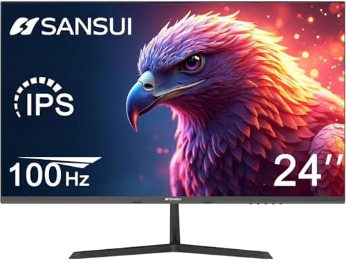 SANSUI 24 inch Monitor, IPS Display Computer Monitor with Built-in Speakers, 100Hz Monitor VESA Mount with HDMI Inputs, FHD Monitor for Home Office (ES-24x3A HDMI Cable Included)